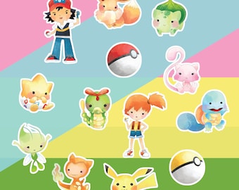 Juego de 13 pegatinas de Pokémon