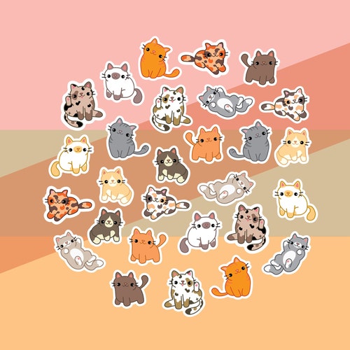 Cute Kawaii Cat Sticker Pack Cute Fun Stickers Stickers - Etsy