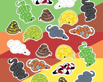 Paquete de 20 pegatinas de serpientes