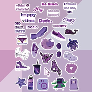 Purple Aesthetic, VSCO Sticker Pack- 30 Count Sticker Pack