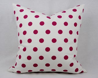 Pink and White Cotton Polka Dot Pillow Cover, Multiple Sizes Available, 18 x 18 Inch Shown, Modern Toss Pillow, Throw Pillow, Accent Pillow