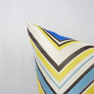 Blue and Yellow Modern Chevron Decorative Pillow Cover, Zig Zag, 20 x 20 in. Shown, Multiple Sizes, Throw Pillow, Accent Pillow, Toss Pillow image 3