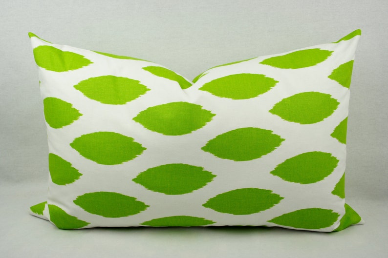 Green and White Modern Ikat Geometric Pillow Cover Handmade Etsy