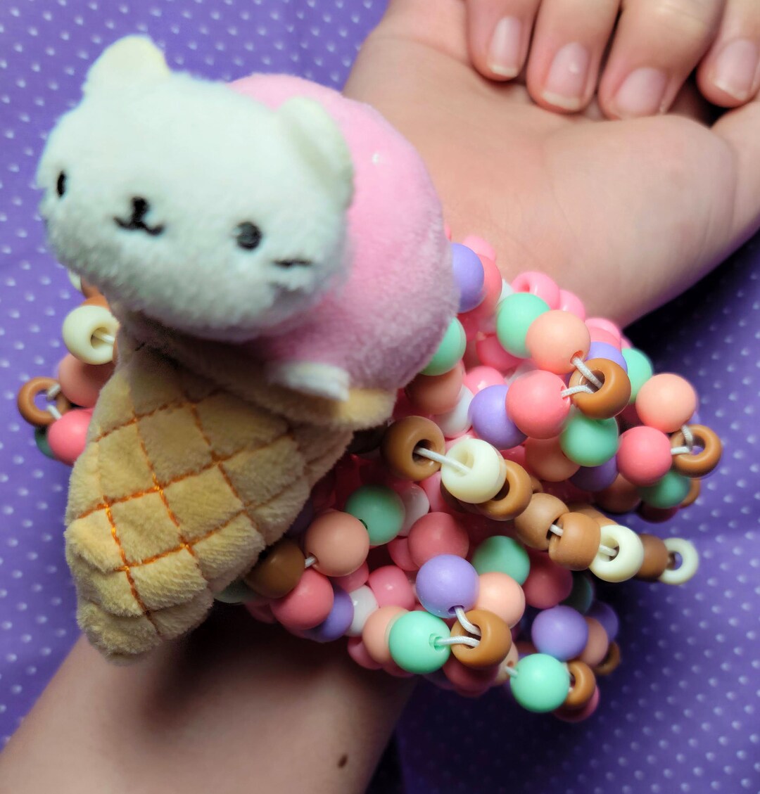 Ice Cream Cone Cat Themed 3D Triple Xbased Kandi Cuff Etsy