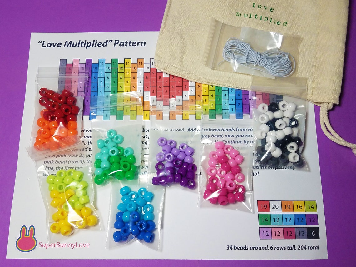LOVE MULTIPLIED DIY kandi cuff bracelet kit with pattern Etsy