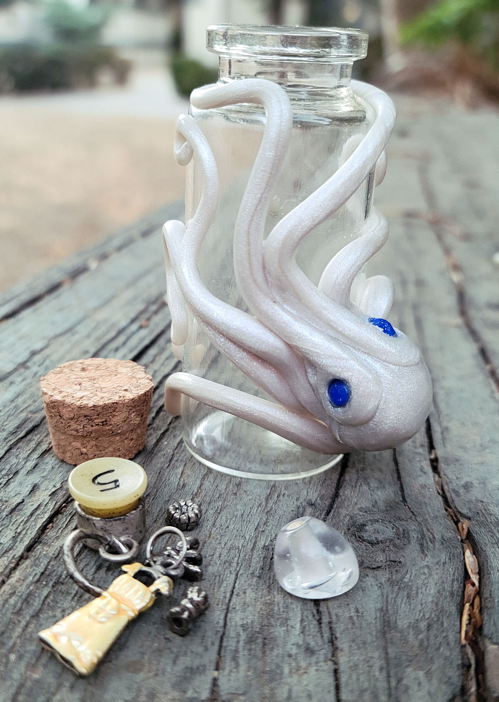 Octopus Jar With Treasures Polymer Clay Sculpture Wrapped Etsy