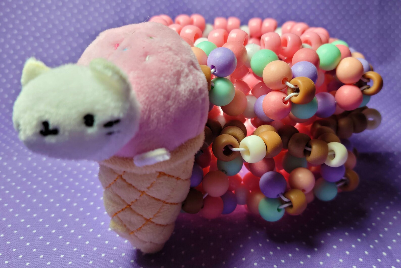 Ice Cream Cone Cat Themed 3D Triple Xbased Kandi Cuff Etsy