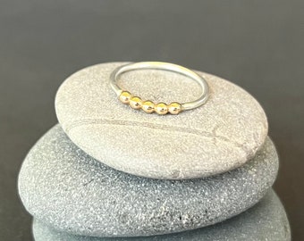 five bead mixed metal ring