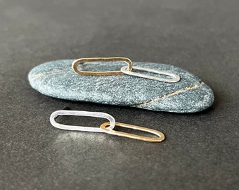 mixed metal asymmetrical paperclip studs