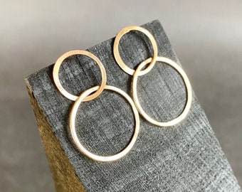 hammered double hoop studs