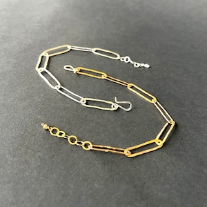 large scale hammered paperclip chain bracelet