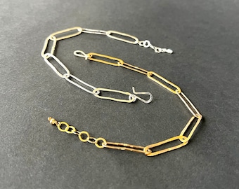 large scale hammered paperclip chain bracelet