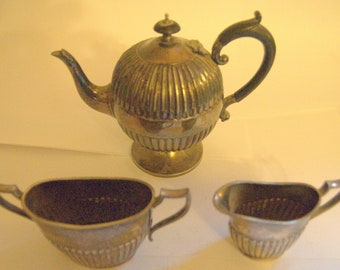 Superb antique silver plate teapot sugar bowl and milk jug set by Mappin and Webb