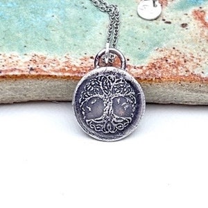 Handmade tree of life sign, wax seal, sterling Silver necklace, gift idea