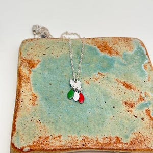 Handmade Persian sterling Silver necklace, green, white and red necklace