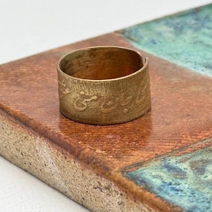 handmade Persian poem calligraphy ring, brass ring, adjustable ring