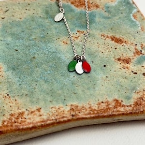 Handmade Persian sterling Silver necklace, green, white and red necklace, enamelled