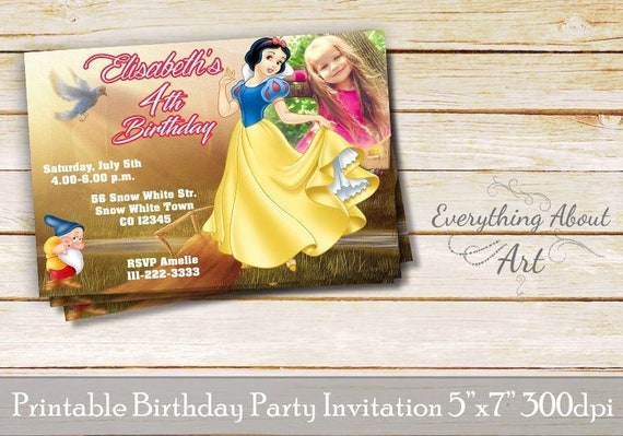 Articoli Simili A Invito Di Compleanno Biancaneve Invito