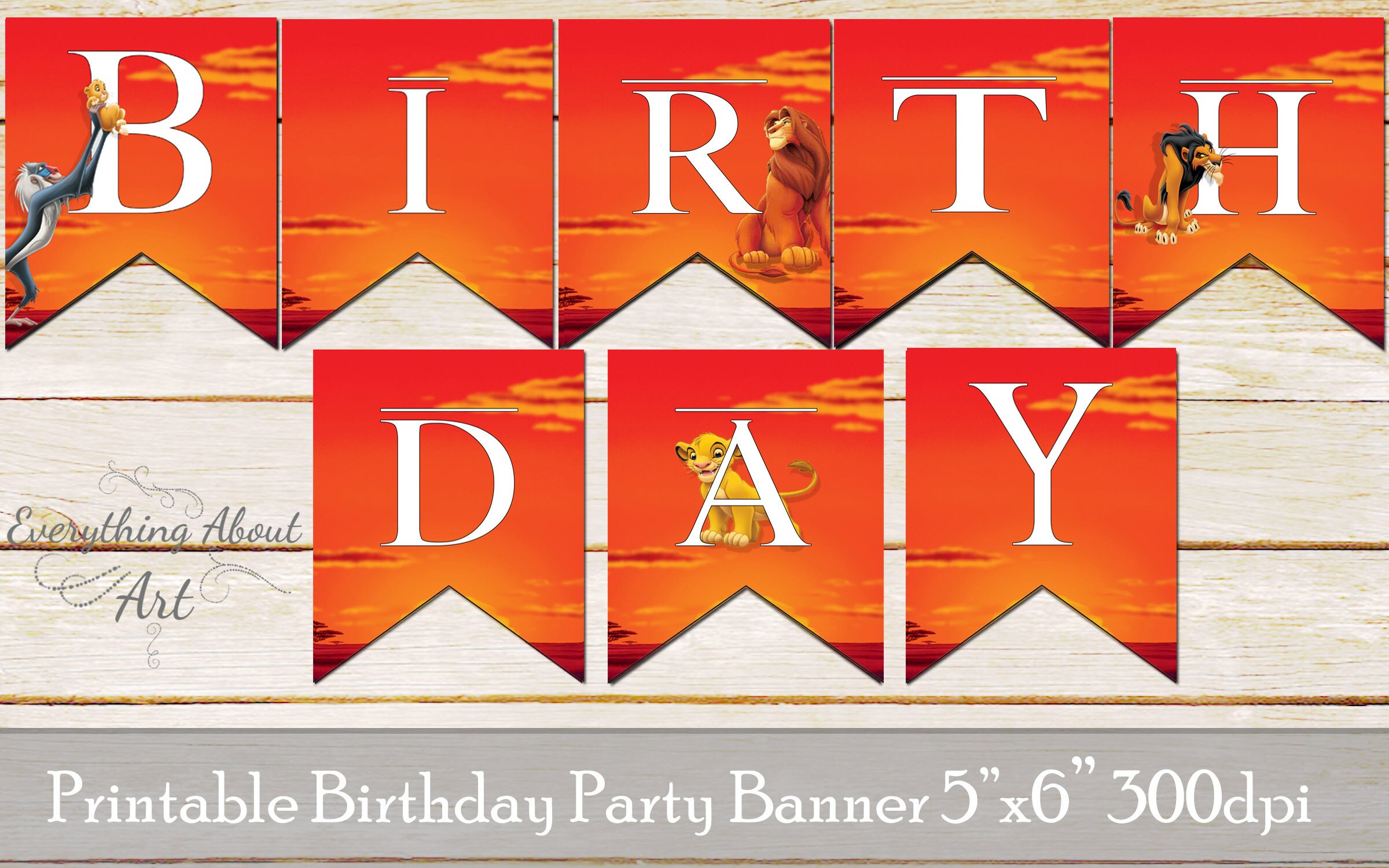 Lion King birthday flags Lion King party banners Lion King Etsy