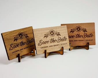Wooden Wedding / Engagement Save the Date - Classic Rectangular