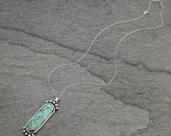 Jewelry Sterling Silver Chain Necklace w/ Natural Stone Pendant