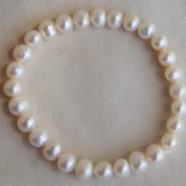 Jewelry 7mm Cultured Freshwater Pearl Stretch Bracelet