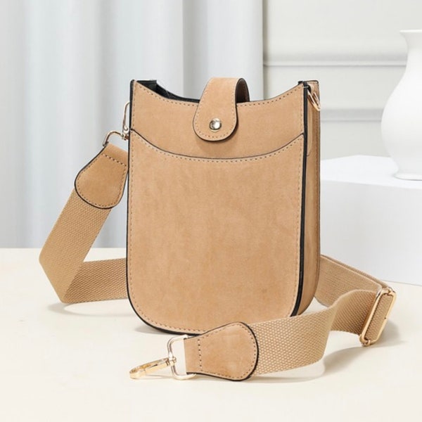 Purse Suede Leather Envelope Handbag With Matching Adjustable Strap