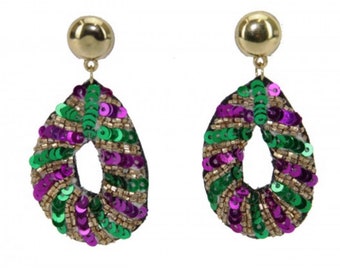 Jewelry Sequin Teardrop Dangle Post Earrings