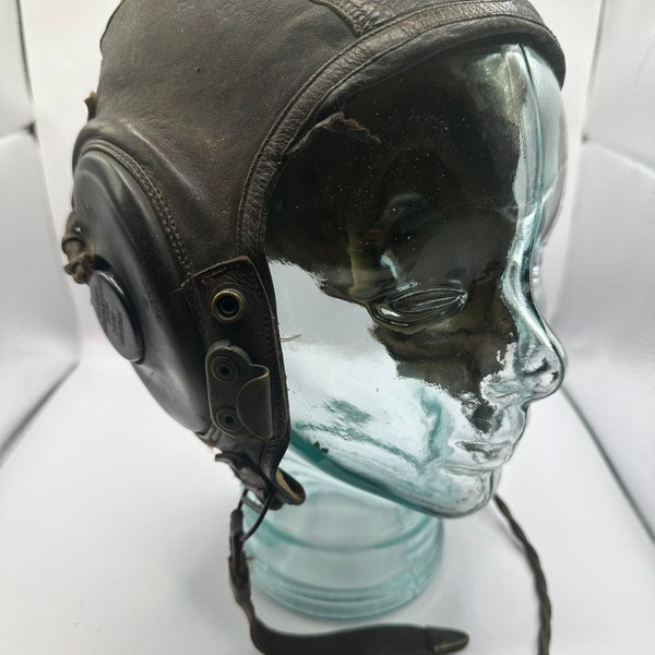 Vintage Army Air Corps WW2 Leather Headgear with ANB-H1 earphones size medium (C5)