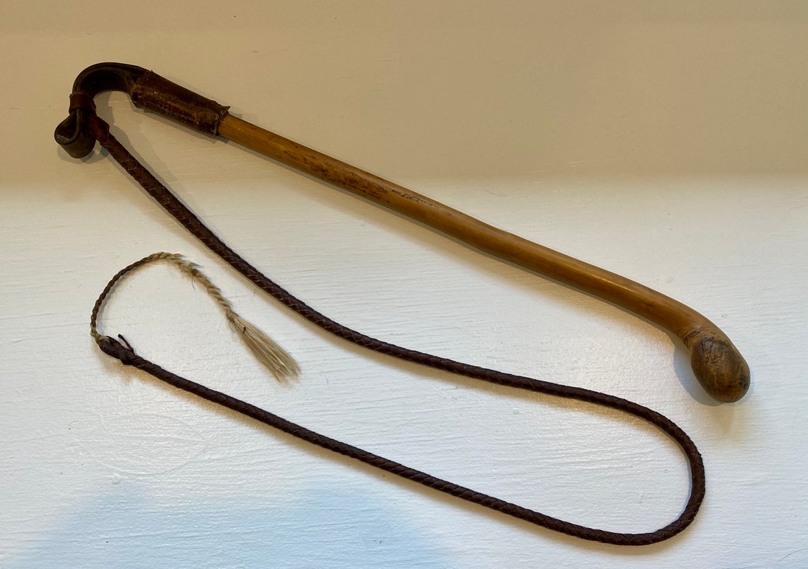 Vintage Handmade Equestrian Whip with Wooden Handle Etsy