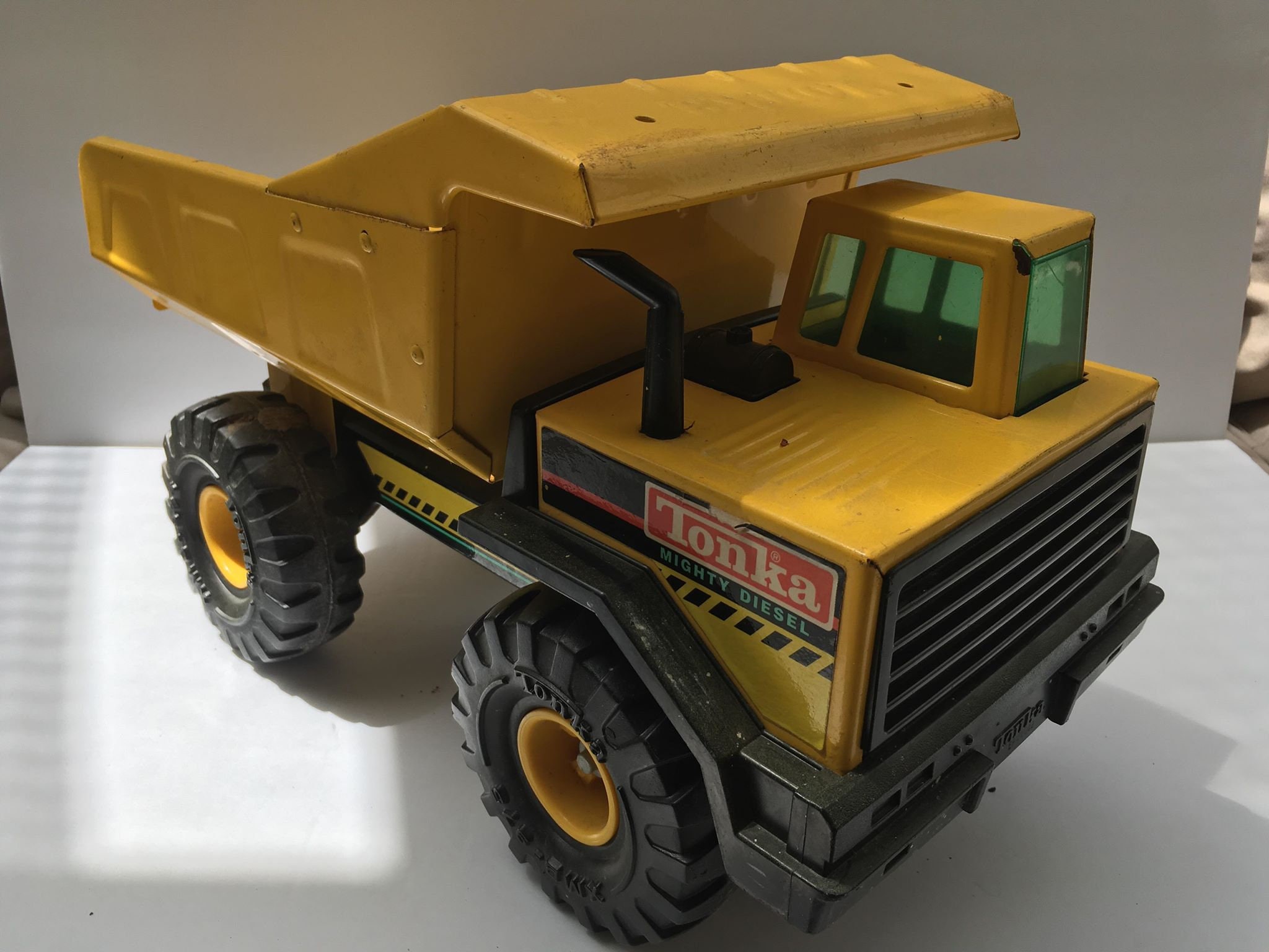 Vintage 1980 s Tonka Dump Truck with Green Windows