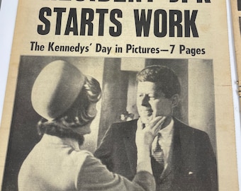 Vintage Daily News and New York Mirror President Kennedy Starts Work January 21, 1961  (B1)