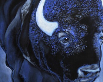 Blue Bison - 8.5 x 11" print from original acrylic painting