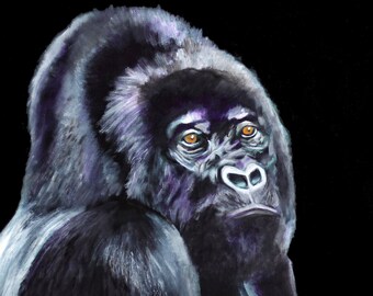 Mountain Gorilla painting - 8.5 x 11" print from original acrylic painting