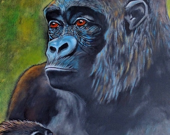 Mama and Baby Gorilla  - 8.5 x 11" print from original acrylic painting