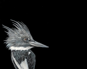 Kingfisher painting - 8.5 x 11" print from original acrylic painting