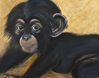Baby Chimpanzee  - 8.5 x 11" print from original acrylic painting