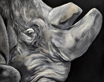 Sudan the Rhinoceros - 8.5 x 11" print from original acrylic painting