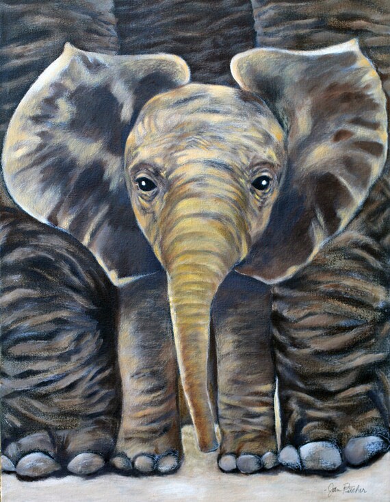 Mama Et Peinture Elephanteau 85 X 11 Po Imprimer A Partir Etsy