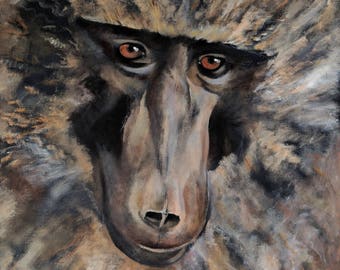 Baboon - 8.5 x 11" print from original acrylic painting