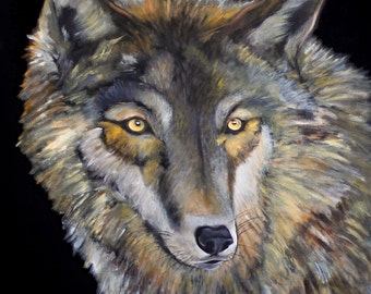 Gray Wolf painting - 8.5 x 11" print from original acrylic painting