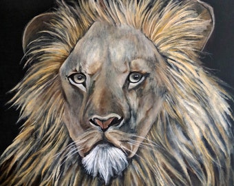Lion painting - 8.5 x 11" print from original acrylic painting