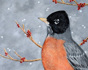 Robin painting - 8.5 x 11" print from original acrylic painting