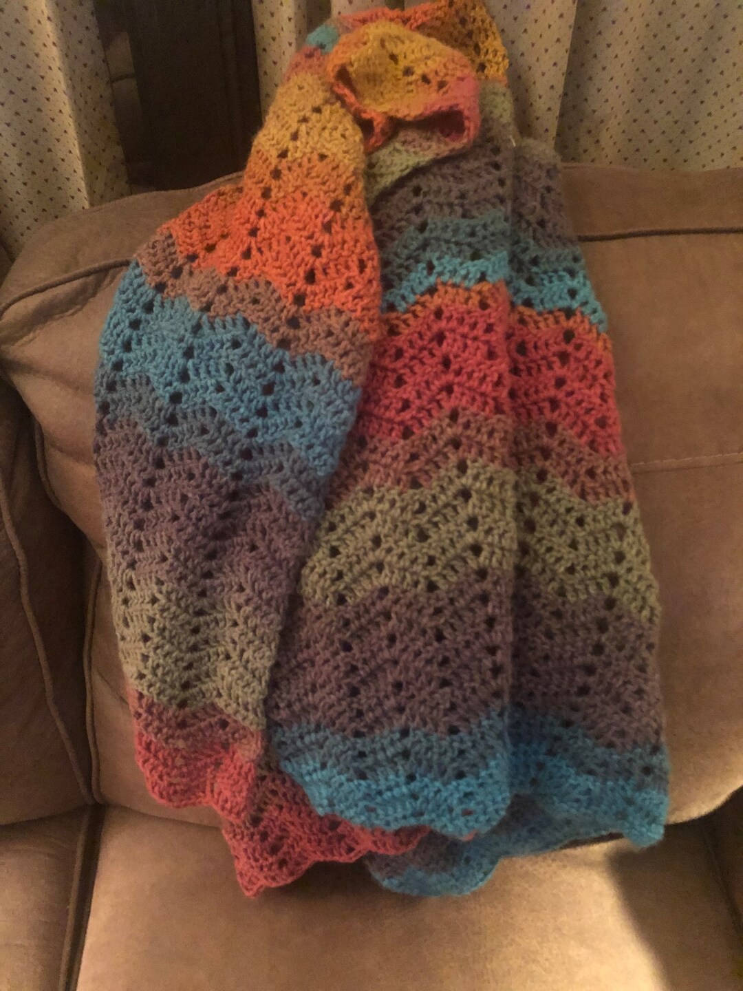 Crocheted Ribbed Light Weight Throw/afghan. Prefect for All Etsy