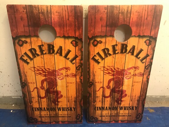 Fireball Whiskey Cornhole Wraps Board Decals Bag Toss Game Vinyl Stickers 