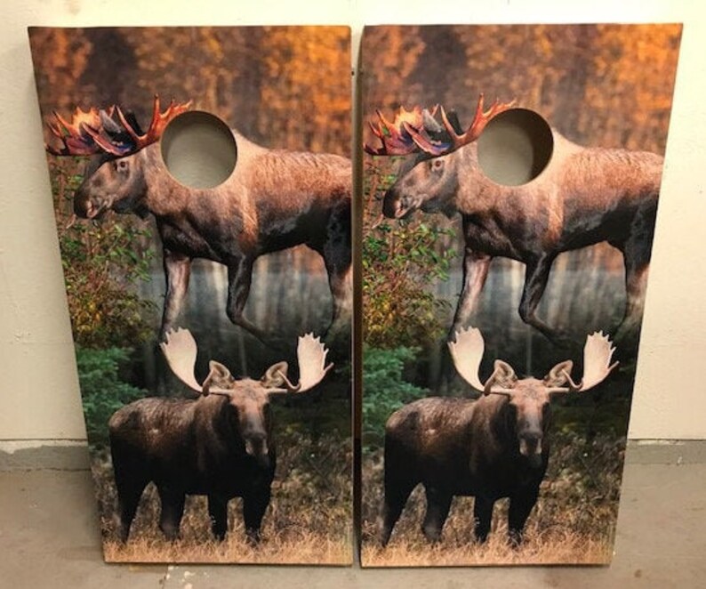 Moose Corn Hole Boards Bean Bag Toss Game With Bags/score Etsy