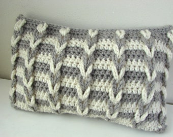 Crochet pattern chunky cushion cover Calico Collection Cable Knit Pillow