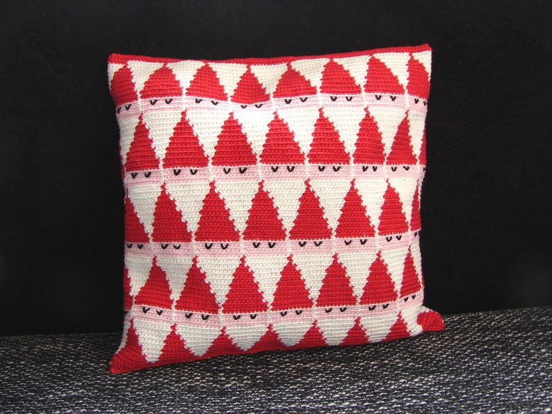 Christmas pillow crochet pattern Santa Claus holiday decor cushion jolly old St Nick tutorial PDF Instant download winter decoration image 4