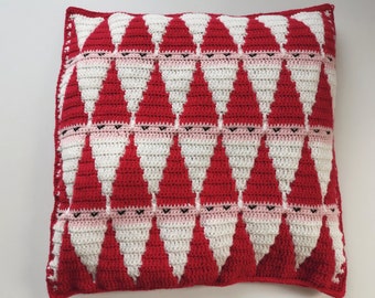 Inset Mosaic crochet pattern Christmas pillow Santa Cushion