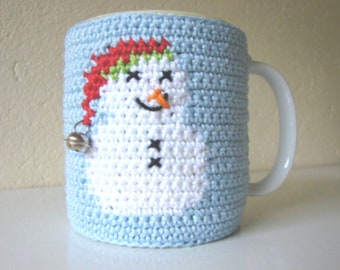 Crochet pattern snowman mug cozy | crochet pattern Christmas | mug cozy Xmas | crochet pattern cup cozy | snowman | cozy | coffee sleeve